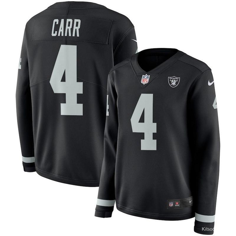 Women's Derek Carr Black Therma Long Sleeve Player Limited Team