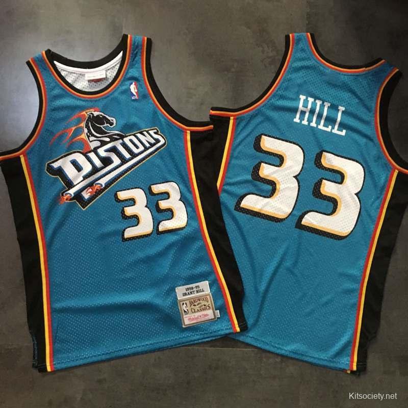 Men 33 Grant Hill Jersey Dark Green Detroit Pistons Jersey