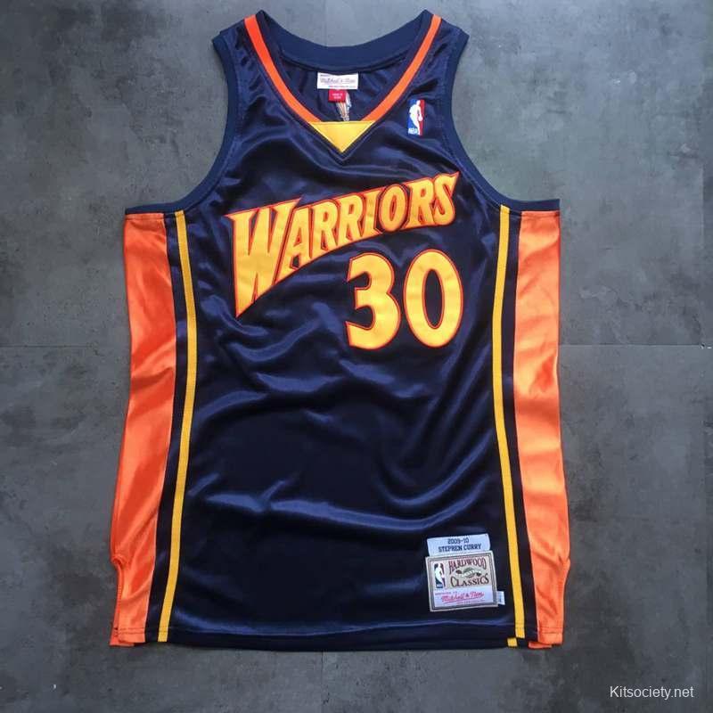 NBA Warriors Bape 30 Stephen Curry Blue Hardwood Classics Men Jersey