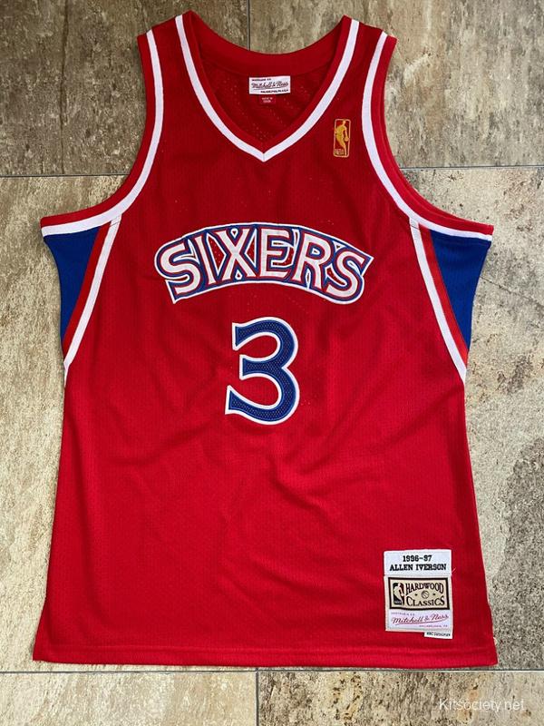 Men's Allen Iverson Blue And Red Retro Classic Team Jersey - Kitsociety