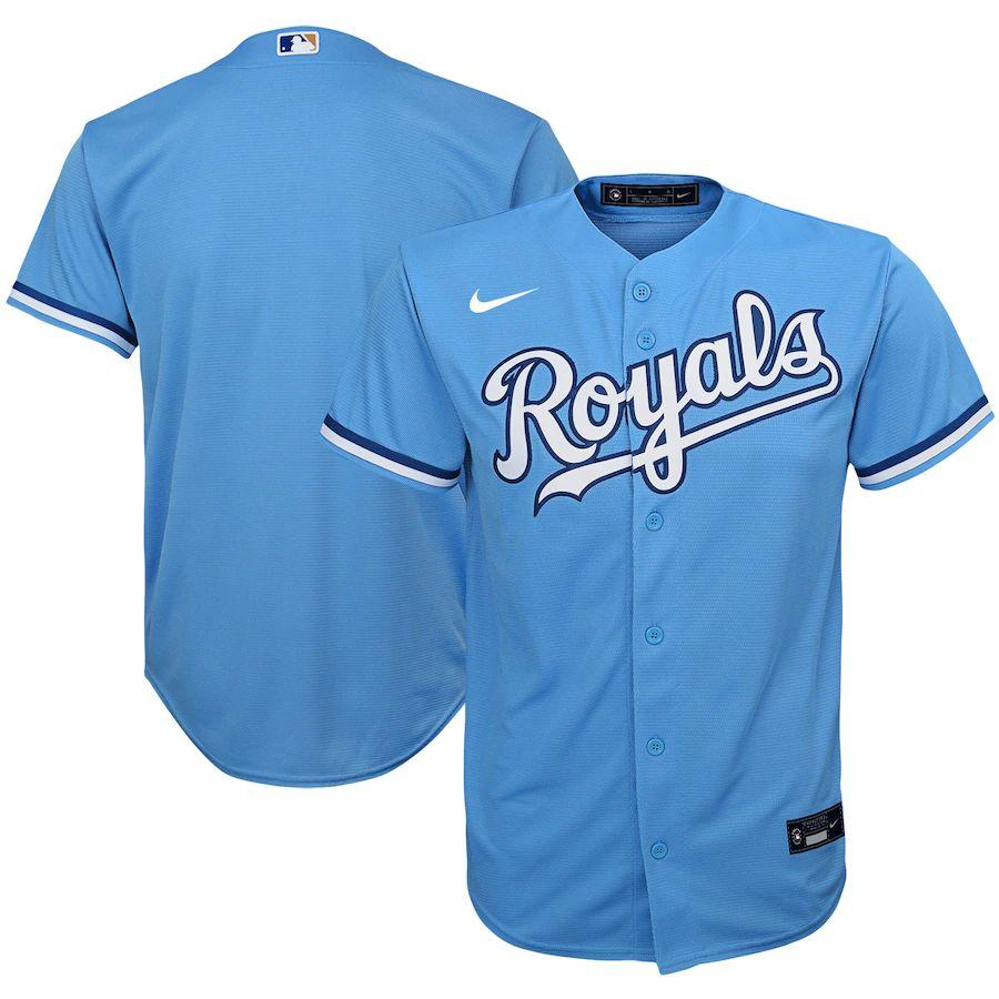 Youth Light Blue Road Cooperstown Collection Team Jersey - Kitsociety