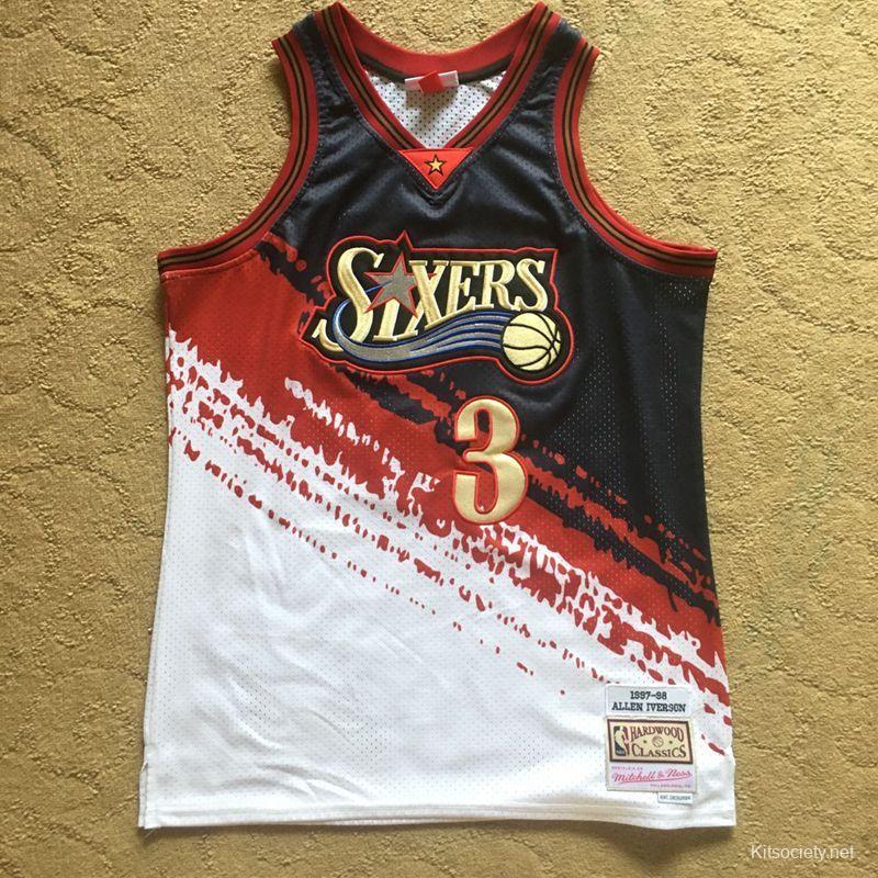 Men's Allen Iverson Blue Retro Classic Team Jersey - Kitsociety