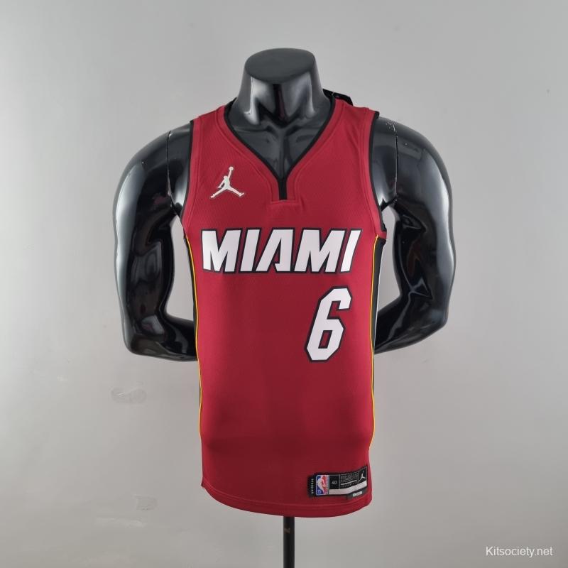 75th Anniversary Miami Heat Jordan JAMES #6 Burgundy NBA Jersey - Kitsociety