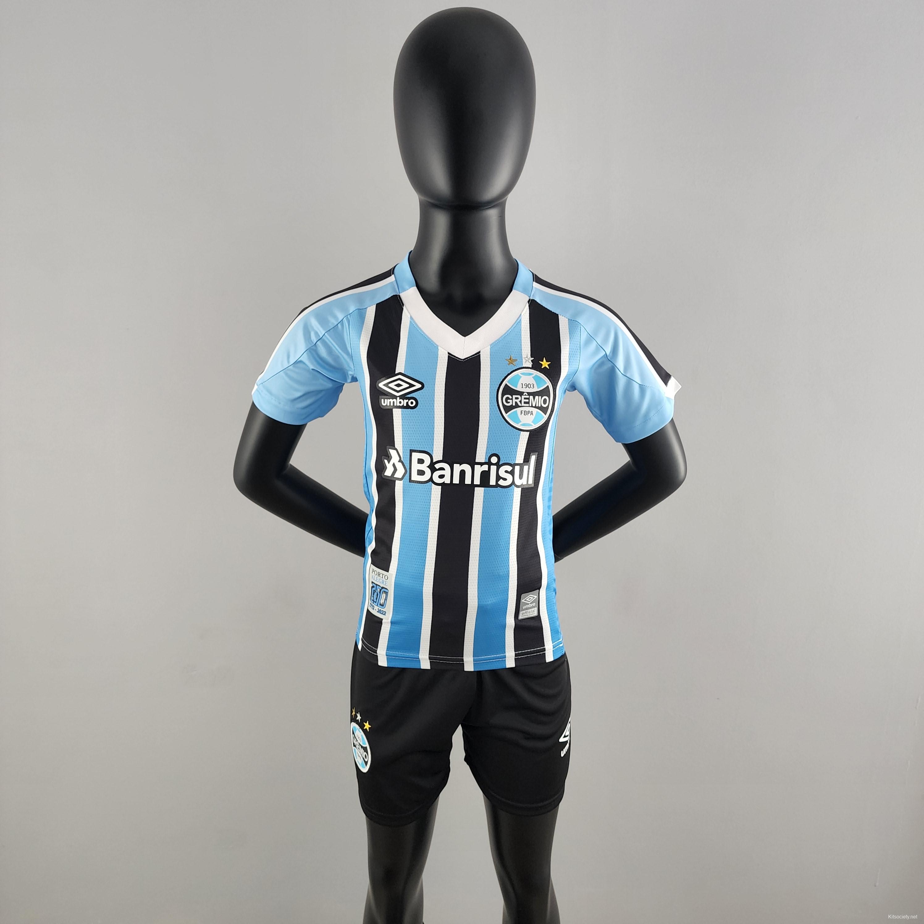 22/23 Kids Kit Gremio Home Size：16-28 Soccer Jersey - Kitsociety