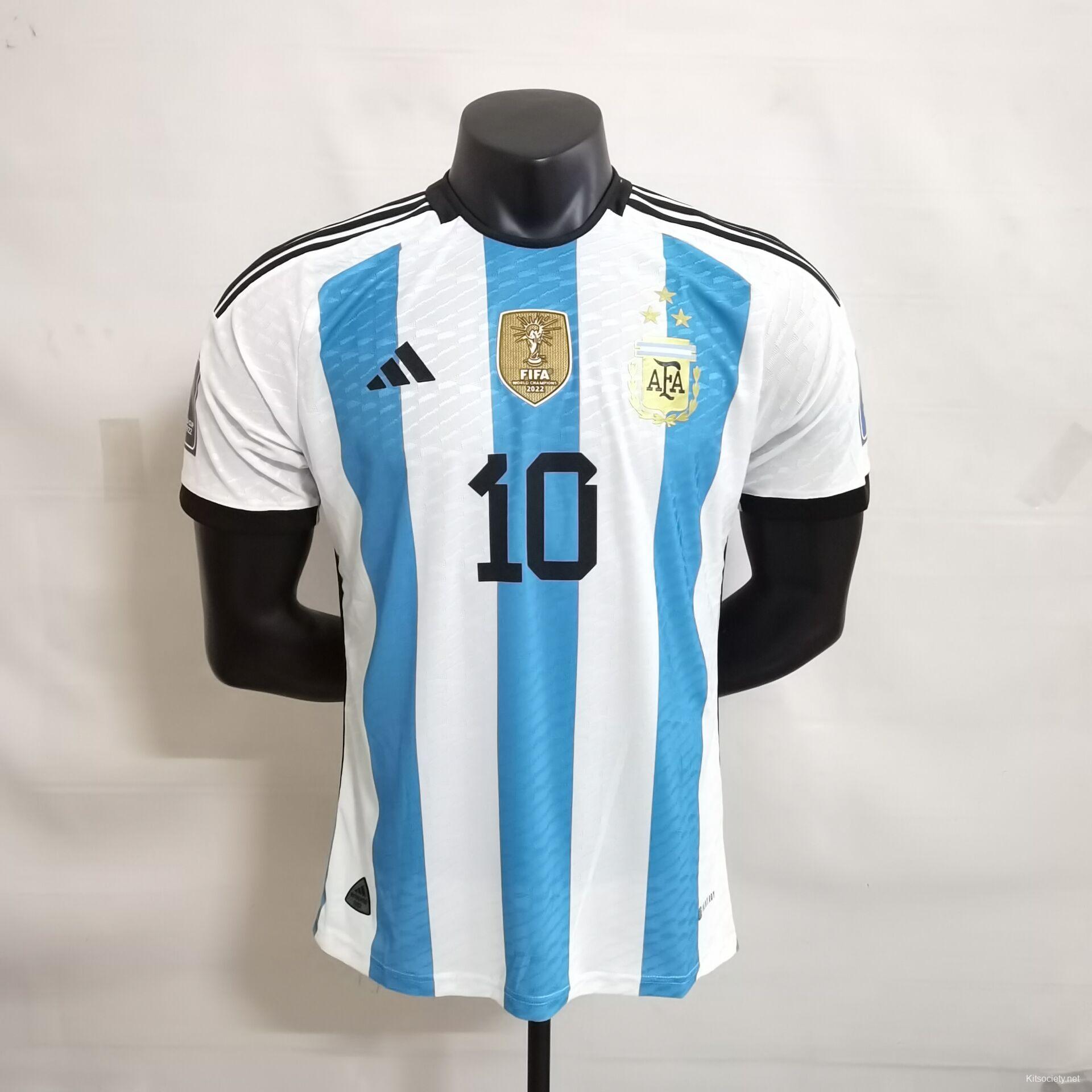 Argentina Three Stars Home Commemorate Soccer Jersey World Cup 2022 -  Player Version