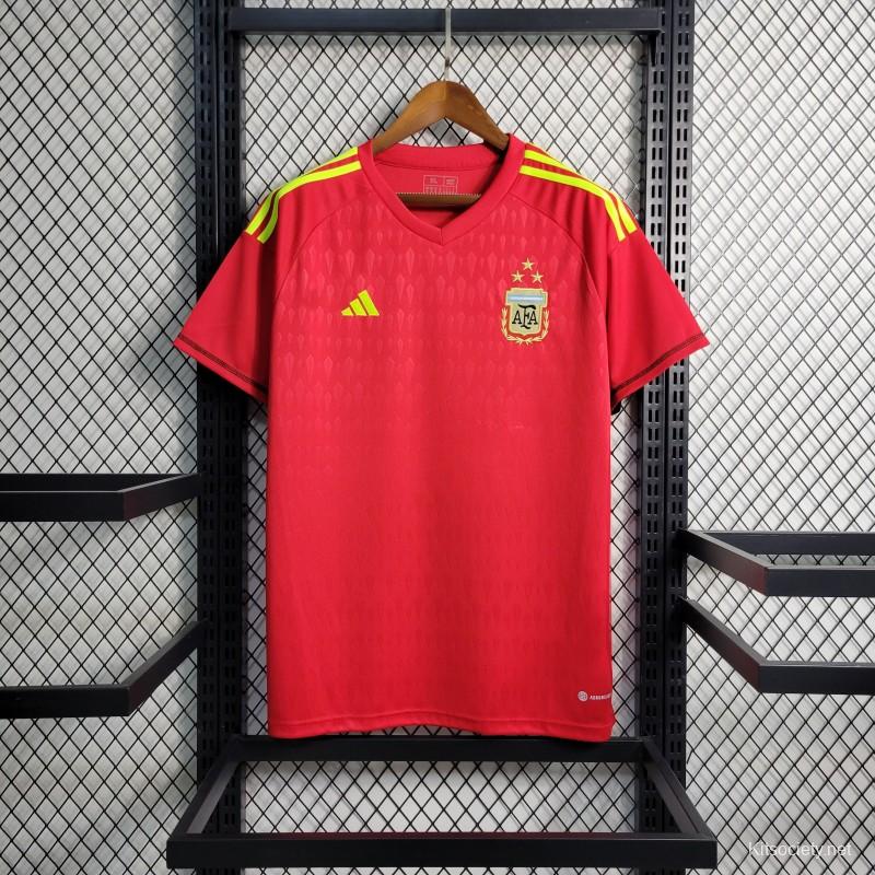 3 Star 2023 Argentina Red Goalkeeper Jersey - Kitsociety