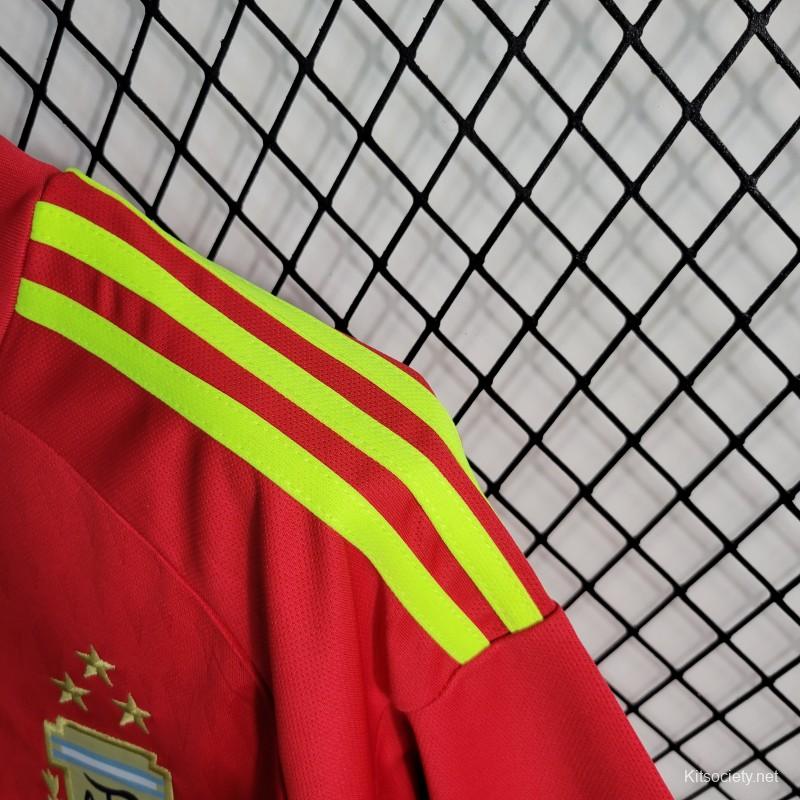3 Star 2023 Argentina Red Goalkeeper Jersey - Kitsociety