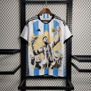 adidas, Shirts, Argentina Messi 3 Stars Adidas Jersey Whit Patches Of  World Cup Qatar 222