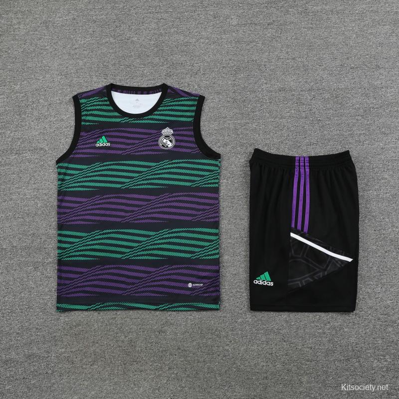 22/23 Real Madrid Pre-match Training Jersey Black Vest - Kitsociety