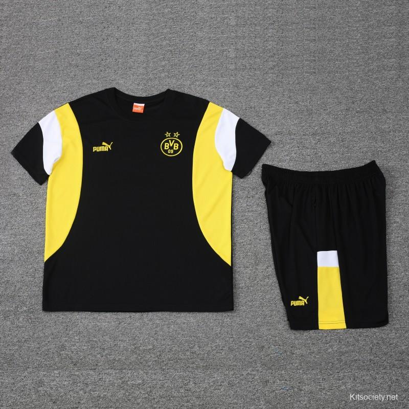 23 24 Borussia Dortmund Black Short Sleeve+Shorts - Kitsociety