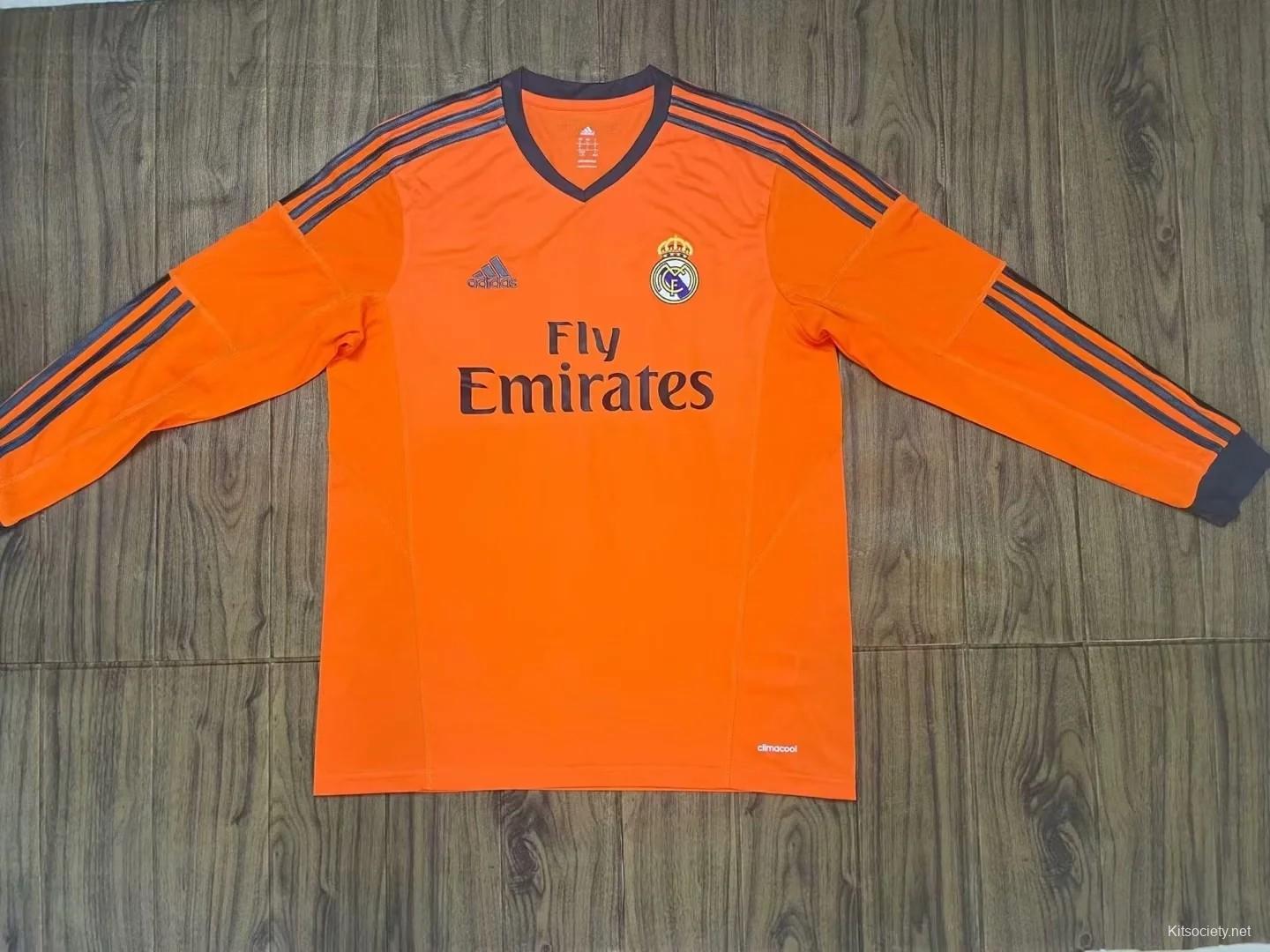 Retro 13/14 Real Madrid Third Orange Long Sleeve Jersey Worn By