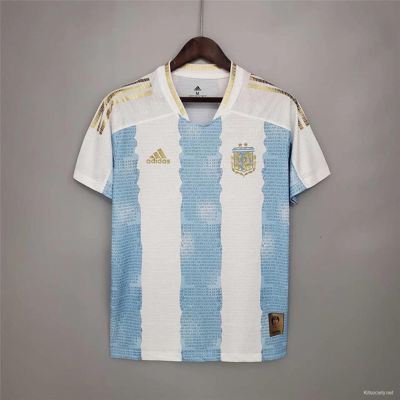 Retro 2021 Argentina Home Maradona Commemorative Edition Jersey - Kitsociety